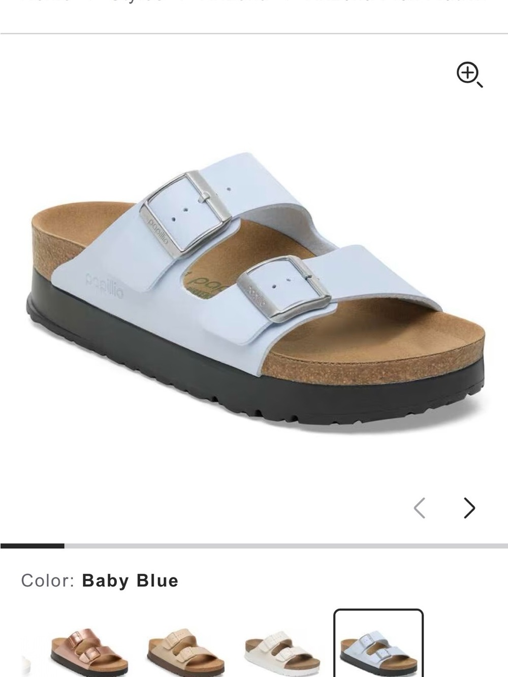 Baby Blue Double-Buckle Slide Sandal. Birkenstock Papilio